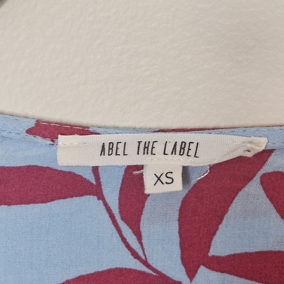 0069 Abel the Label Dress Tropical Blue Pink Floral High Low Midi Flounce XS - Picture 9 of 15